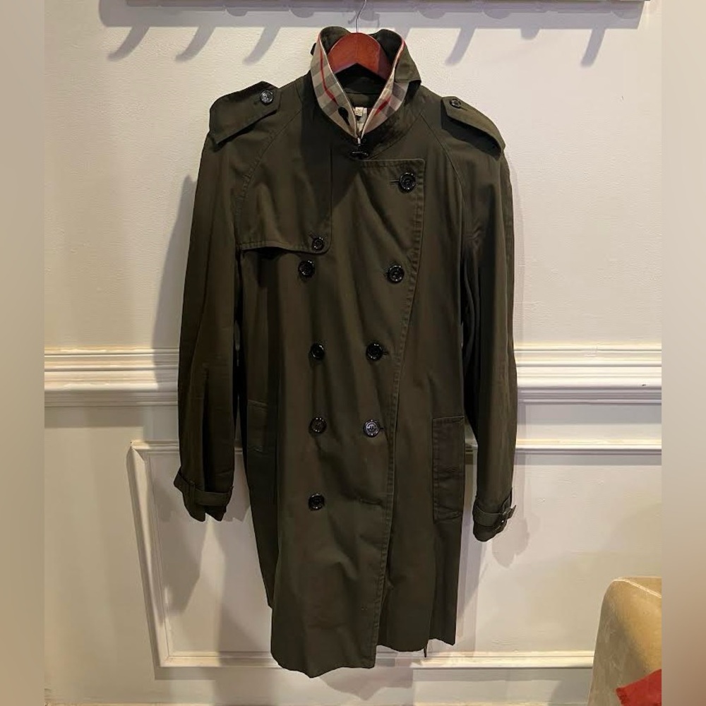 Olive Burberry Men’s Trench Coat - Size 54